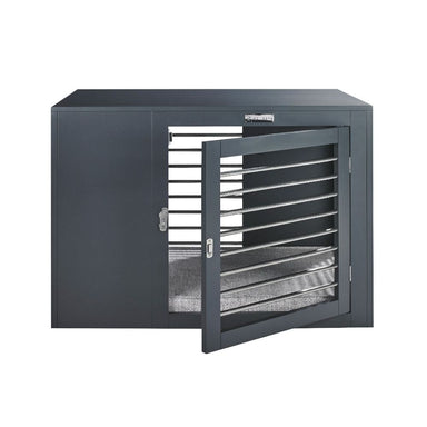 Bowsers Moderno Double Door Wood Dog Crate Grey
