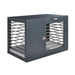 Bowsers Moderno Double Door Wooden Dog Crate Grey Top Side View