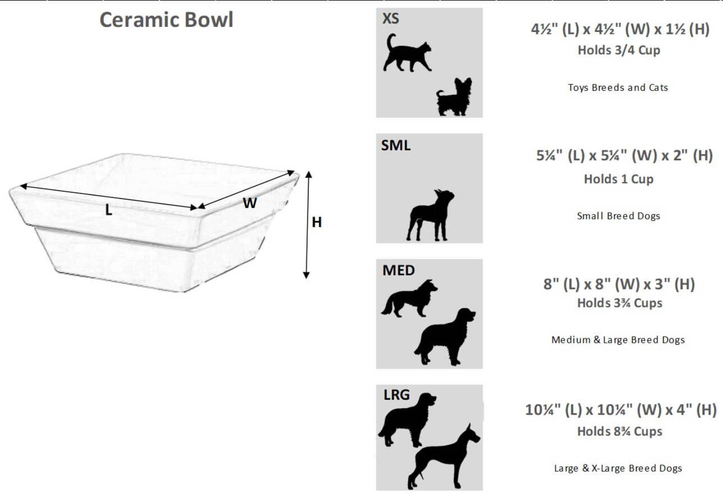 Bowsers The Artisan Ceramic Bowls Size Guide