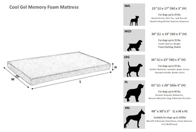 Bowsers The Cool Gel Memory Foam Mattress Outer Cover Size Guide