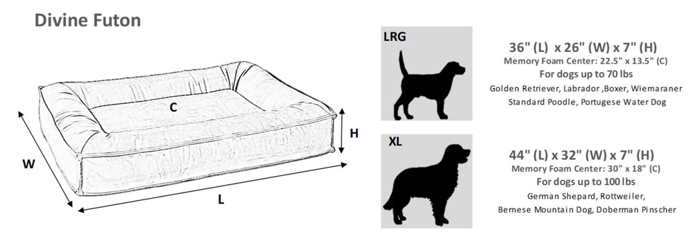 Bowsers The Divine Futon Outer Cover Only Size Chart