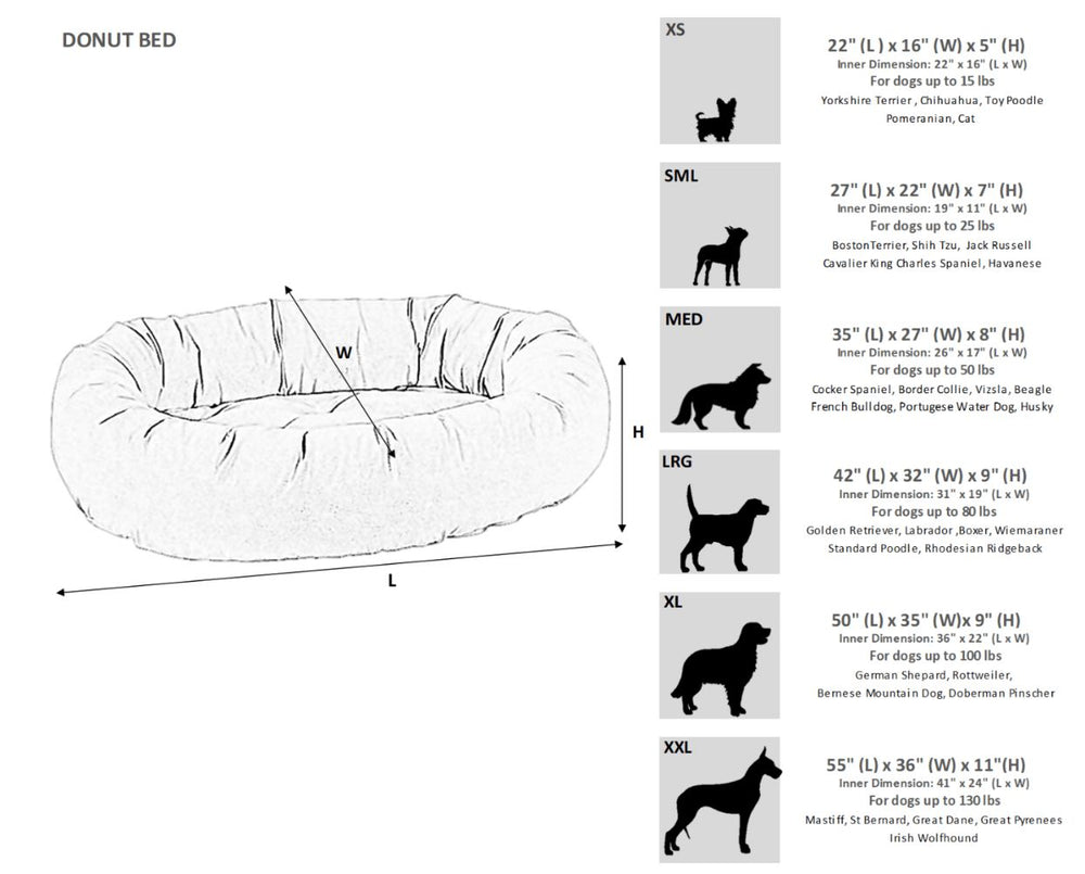 Bowsers The Donut Bed Outer Cover Size Guide