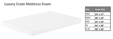 Bowsers The Foam Insert Luxury Crate Mattress Size Chart