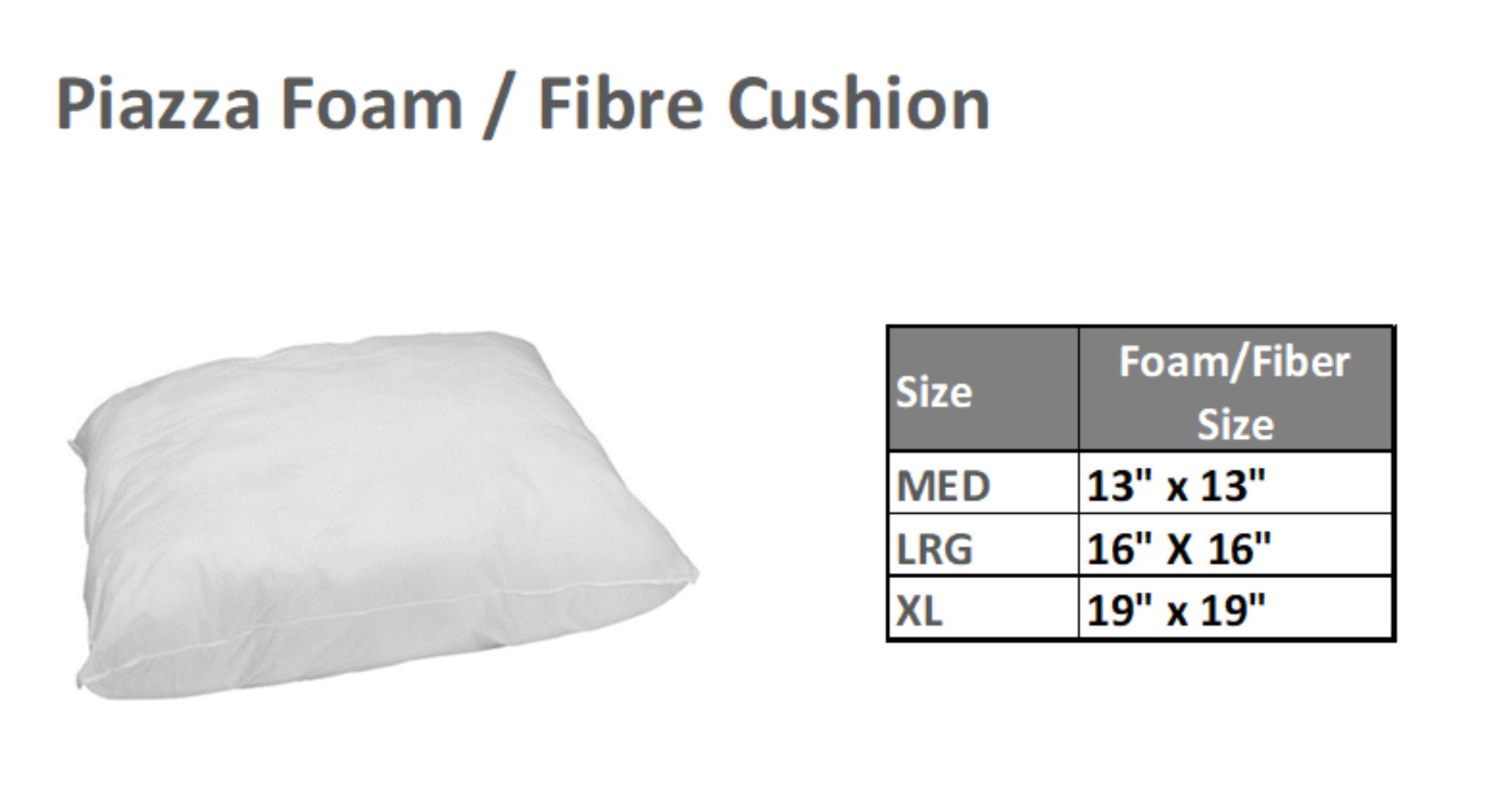 Bowsers The Piazza Bed Center Cushion Replacement Size Chart