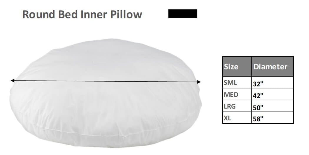 Bowsers The Round Bed Inner Pillow Size Chart