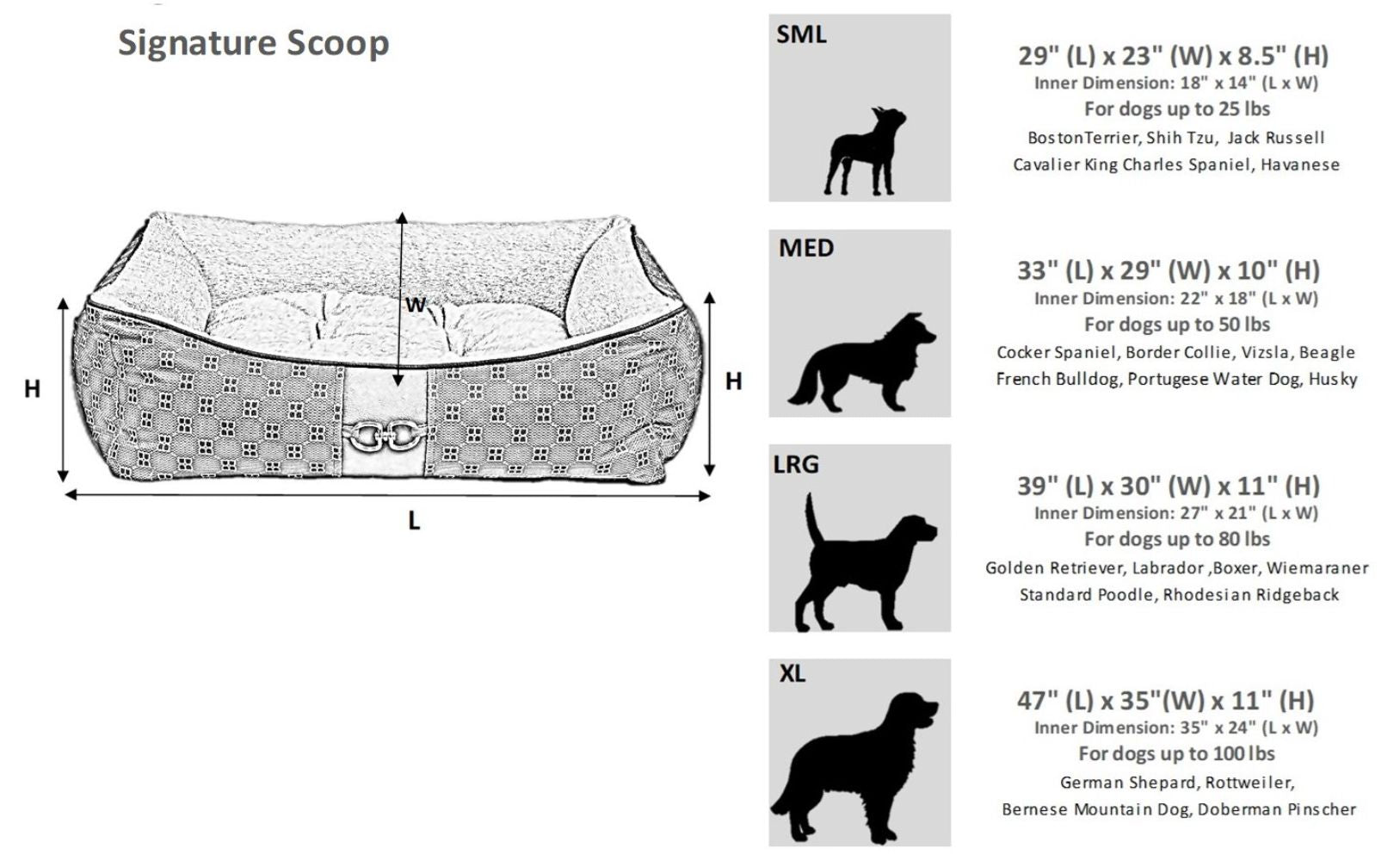 Bowsers The Signature Scoop Bed Size Guide