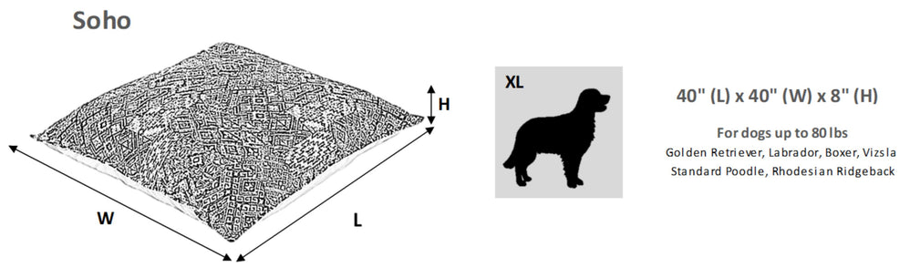 Bowsers The Soho Bed Outer Cover Only Size Chart