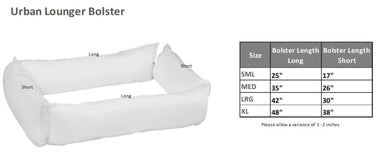 Bowsers The Urban Lounger Inner Bolsters (Set Of 4) Size Chart
