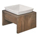 Bowsers Walnut Artisan Wood Single Feeder shows a compact walnut wood stand with a single white ceramic bowl