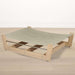 Bowsers Yugen Pet Lounger White Oak is a modern elevated dog bed with a durable wood frame and breathable fabric for comfort and airflow