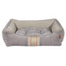 Bowsers One Of A Kind Scoop Dog Bed in a different pumice grey shade with beige lining and a decorative stripe