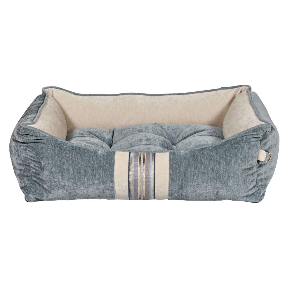 Bowsers One Of A Kind Scoop Dog Bed with a plush mineral grey and beige design
