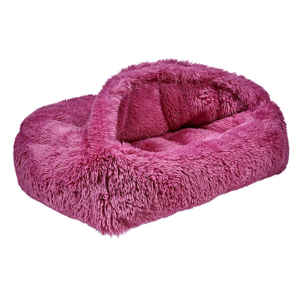 Bowsers Canopy Cozy Dog Bed in Cherry Blossom pink viewed from a side angle