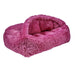 Bowsers Canopy Cozy Dog Bed in Cherry Blossom pink viewed from a side angle