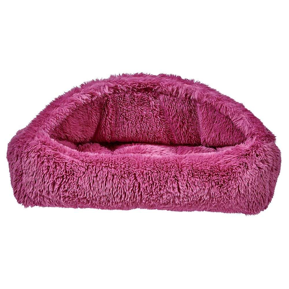 Bowsers Canopy Cozy Dog Bed in Cherry Blossom pink with soft, furry fabric