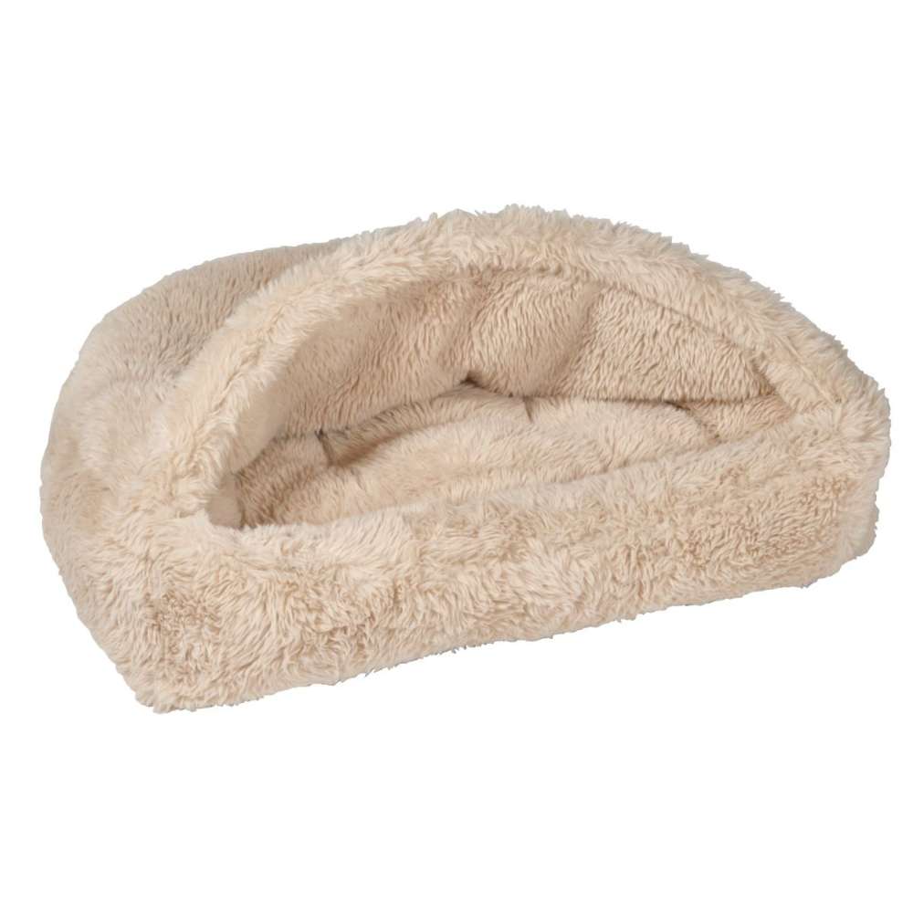 Bowsers Canopy Cozy Dog Bed in Fluffernutter beige with its raised canopy