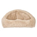 Bowsers Canopy Cozy Dog Bed is shown empty in Fluffernutter beige