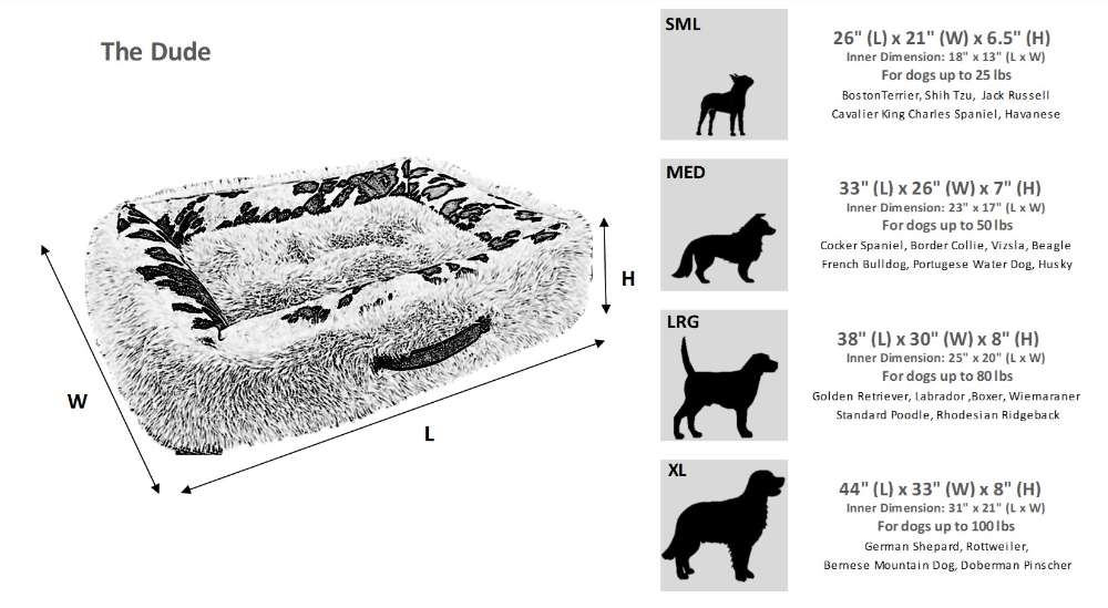 Bowsers The Dude Dog Bed Size Guide