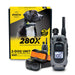 Boxed set of Dogtra 280X Remote Trainer 2 Dog System is shown with the remote and collars in front, emphasizing it as a two-dog training kit