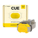 Bright yellow Dogtra CUE Additional Receiver collar shown next to its matching box with bold, high-contrast design