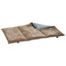 Brown, segmented bottom of mineral Bowsers Yugen Reversible Pad with a plush, blue interior and fold-over flap