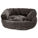 Carbon Bowsers Double Donut Bed in dark charcoal velvet with a plush donut-shaped design for comfortable pet lounging