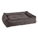 Charcoal Bowsers Sterling Lounge Dog Bed in dark brown features thick padded walls and a deep cushioned sleeping area