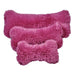 Cherry Blossom Bowsers Bumper Bone Pillow pink shaggy plush dog toys stacked together in three different sizes