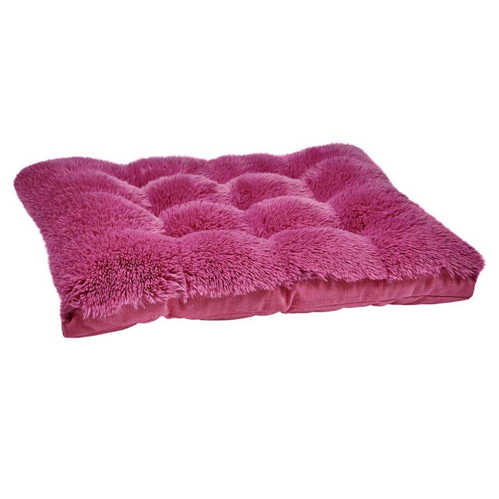 Cherry Blossom Bowsers Dream Futon Dog Bed in bright pink shag fabric with thick tufted cushioning