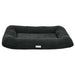 Chia Bowsers Hugo Futon Dog Bed features a black textured fabric with supportive raised edges and a padded sleeping area