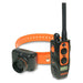 Close-up of Dogtra 2700T&B Training and Beeper 1 Mile Dog Remote Trainer shows the handheld remote and orange collar with the attached beeper device