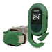 Close-up shows the green remote and collar of Dogtra CUE 400 Yard Dog Remote Trainer with a digital screen and adjustable settings