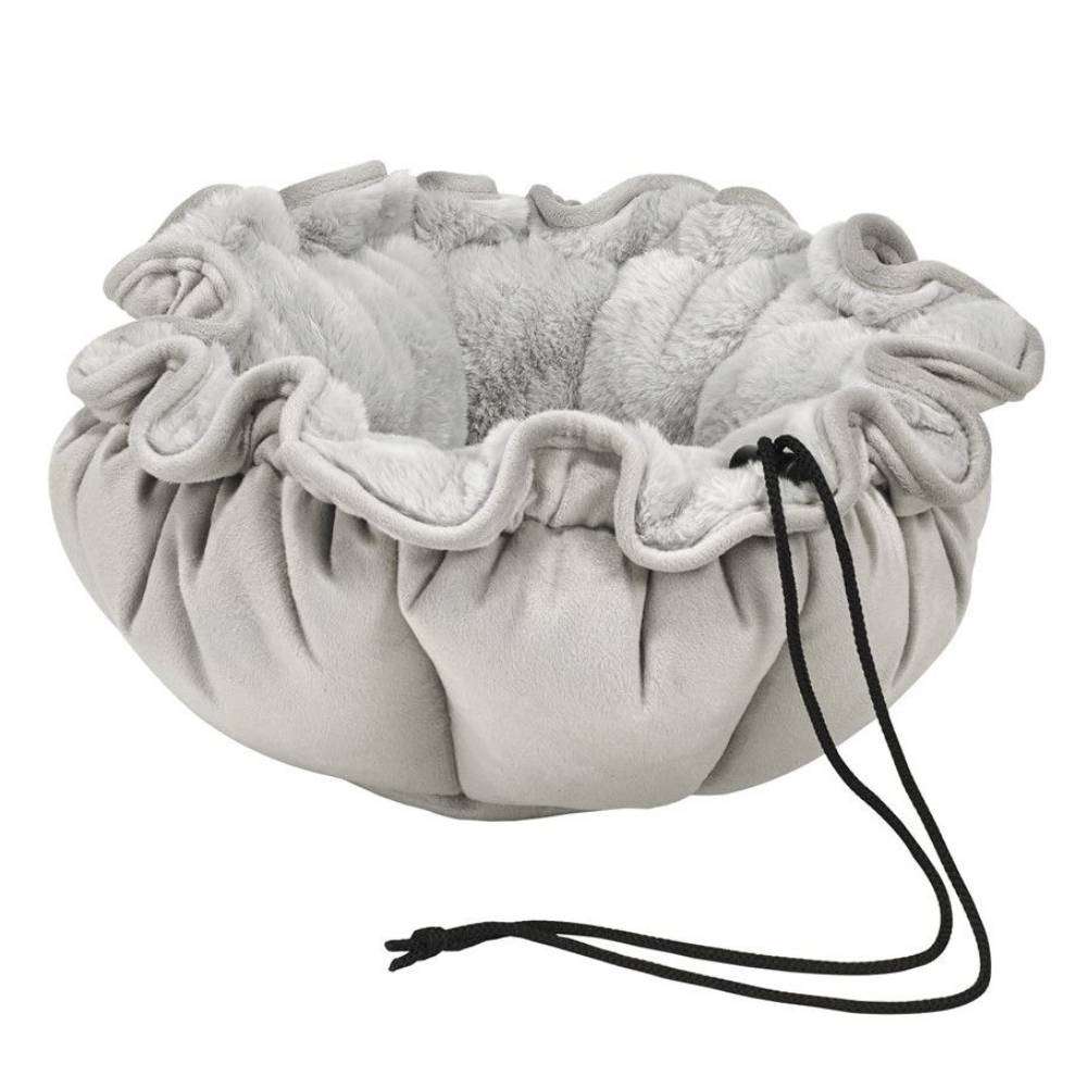 Cloud Bowsers Buttercup Dog Bed in light gray with plush cushioning, raised sides, and a soft nesting shape