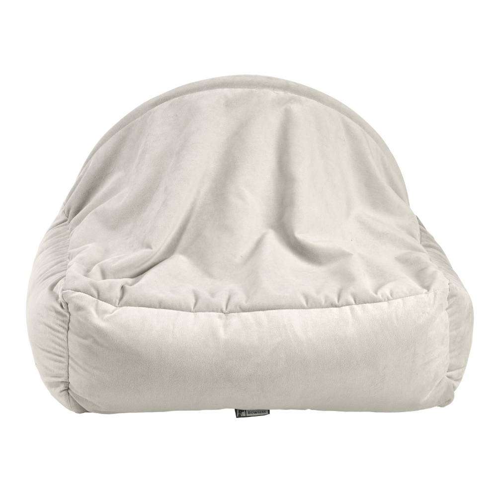Cloud Bowsers Canopy Dog Bed in light gray shows the rounded back canopy and soft padded exterior