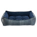 Coastal Blue Bowsers One Of A Kind Scoop Dog Bed is a stylish blue dog bed with striped fabric and a deep cushioned center for cozy relaxation