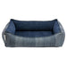 Coastal Blue Bowsers Oslo Ortho Bed featuring textured gray fabric with deep blue inner cushions for stylish pet comfort