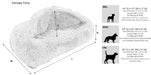Diagram with measurements and size options for Bowsers Canopy Cozy Dog Bed