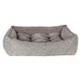 Diamondback Bowsers One Of A Kind Scoop Dog Bed features a gray diamond-patterned exterior with a plush cushioned interior