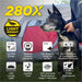 Dog outdoors wears Dogtra 280X/200iQ Additional Receiver, showcasing features like range, vibration, tone, and waterproof design