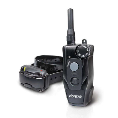 Dogtra 200C Compact 1/2 Mile Remote Dog Trainer 1 Dog System shows the handheld remote and adjustable training collar together
