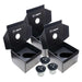 Dogtra 3 Ball Training Boxes & 3 Scent Cans shows three black dog training boxes with hinged lids, round scent holes, and three small scent cans in front