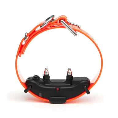 Dogtra ARC Additional Receiver Collar Orange features an orange circular strap and a black receiver with two contact points designed to sit gently against a dog’s neck