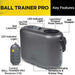 Dogtra Ball Trainer Dual-Function Launcher and Dropper shows labeled parts including launcher, dropper, controls, and charging port