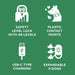 Dogtra CUE GEN2 400 Yard Dog Remote Trainer is illustrated with icons showing safety level lock with 99 levels, plastic contact points, USB-C charging, and support for up to three dogs
