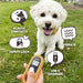 Dogtra CUE GEN2 400 Yard Dog Remote Trainer is shown with a small white dog and a handheld remote, highlighting plastic contacts, safety lock, vibrate mode, and USB-C charging