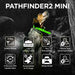 Dogtra Pathfinder2 Mini Additional Receiver is shown on a dog with icons highlighting a 9-mile range, GPS tracking, LED light, and sleep mode