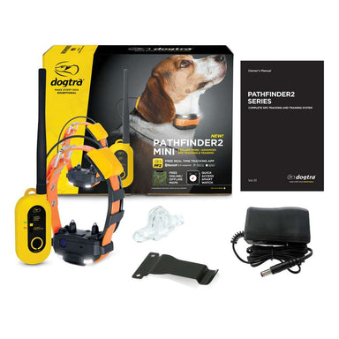 Dogtra Pathfinder2 Mini GPS E-Collar kit with collar, handheld device, charger, and included accessories