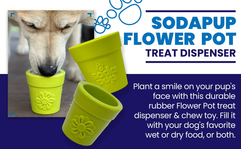 Large Flower Pot Durable PUP-X Rubber Treat Dispenser & Enrichment Toy