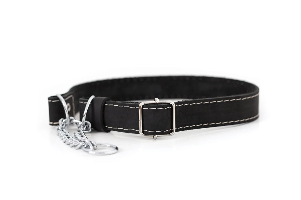 Eurodog Collar Martingale Leather Dog Collar Black Super Soft