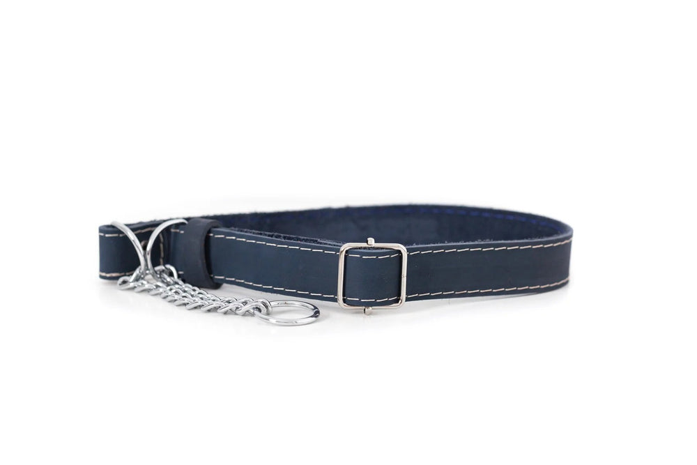 Eurodog Collar Martingale Leather Dog Collar Navy Super Soft